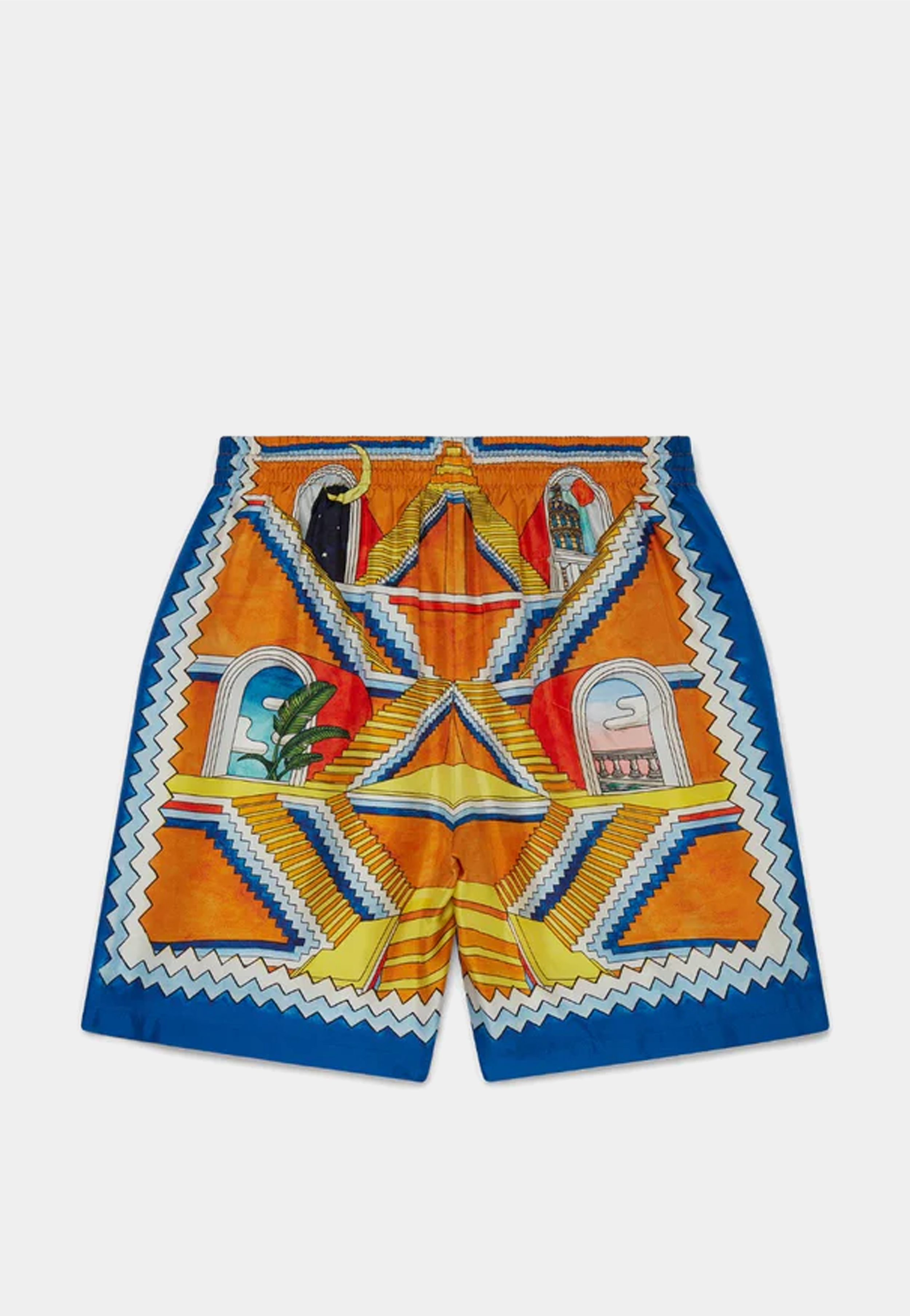 Casablanca Silk Shorts With Drawstrings Blue Multi