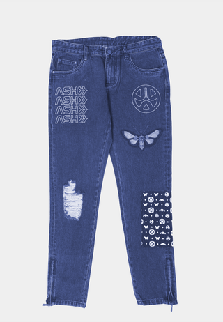 ASHLUXE RHINESTONE PATCH DENIM PANT 00484A