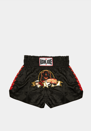 Ashluxe Boxing Trunk Black Gold Red