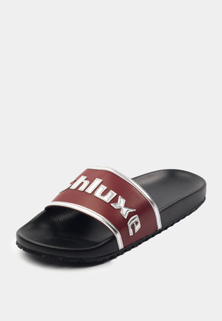 Ashluxe Stitched Leather Slides - Red