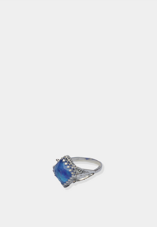 Kiara Aurora Opal Stone Ring Silver crystal Blue