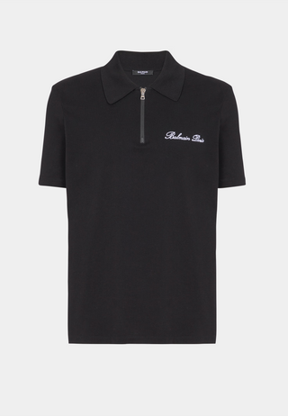 Balmain Balmain Signature Emb Zipped Polo -
Oversized Ss Polo Shirt Black/White