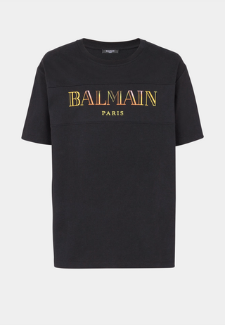 Balmain Balmain Vintage Emb T-Shirt-Straight Fit -Loose Ss T-Shirt Black Multicolor