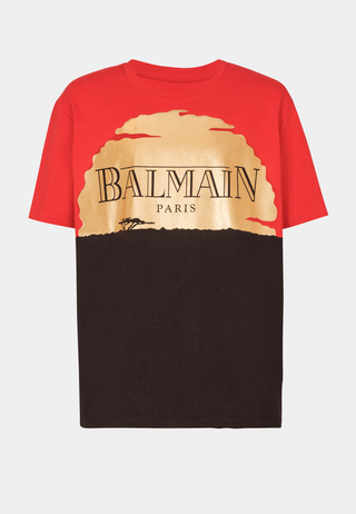 Balmain Balmain/Lion King - Sunset Bulky T-Shirt -
Loose Ss T-Shirt Orange/Red/Black