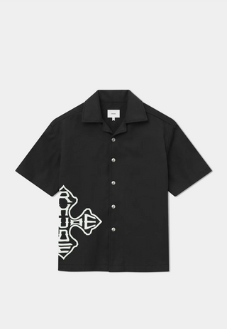 Rhude Cross Logo Snap Shirt Black Black