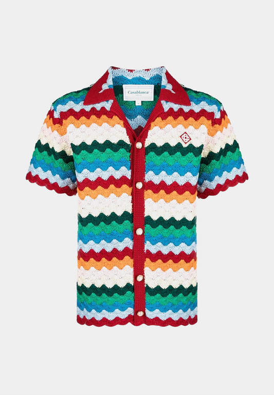 Casablanca Shell Crochet Shirt Rainbow Multi