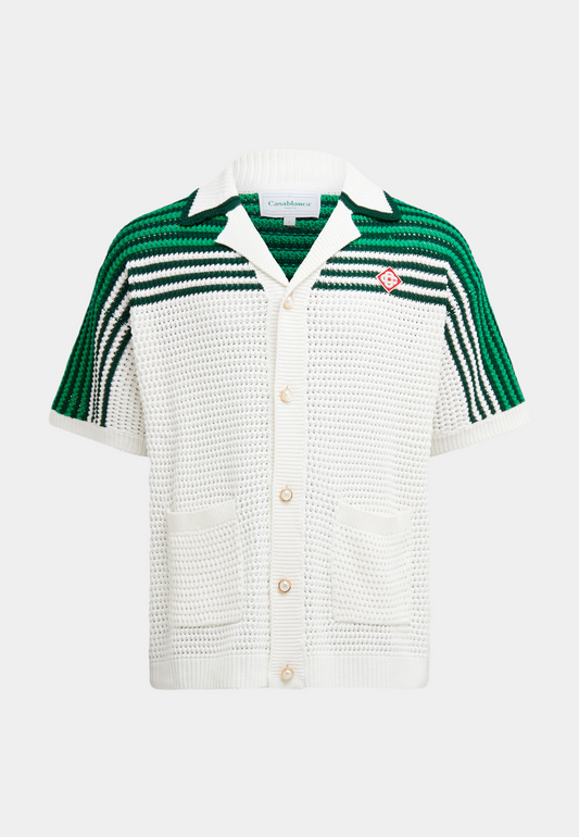 CASABLANCA Tennis Textured Shirt Green - White