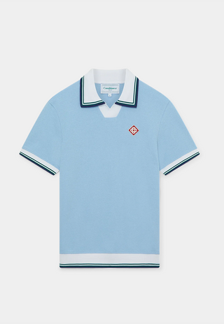 Casablanca Diamond Logo Pique Polo Pale Blue