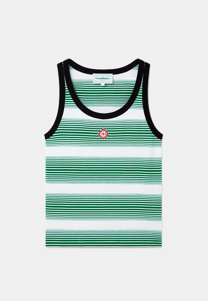 Casablanca Logo Stripe Ringer Tank Green/White