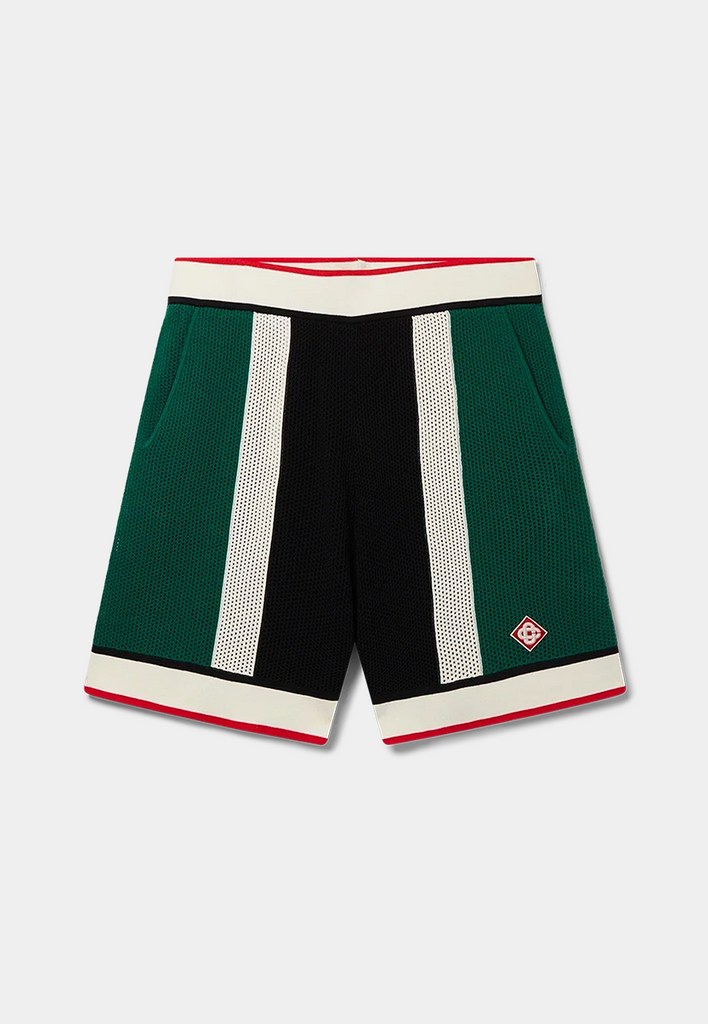 Casablanca Striped Mesh Shorts Green/White/Black