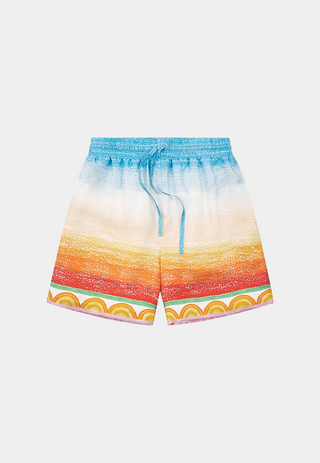 Casablanca Unisex Silk Shorts With Drawstrings Crayon Tennis Player Gradient Multi