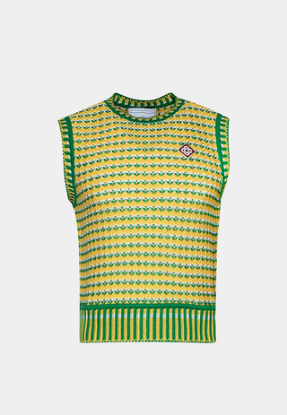 Casablanca Zig-Zag Knitted Vest Yellow/Green