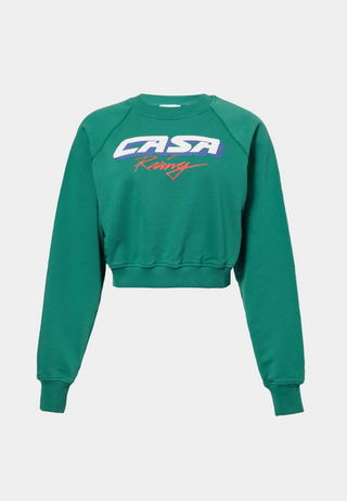 Casablanca Casa Racing Printed Cropped Sweatshirt Green