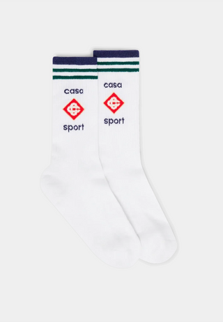 Casablanca Unisex Printed Caa Sport Socks White