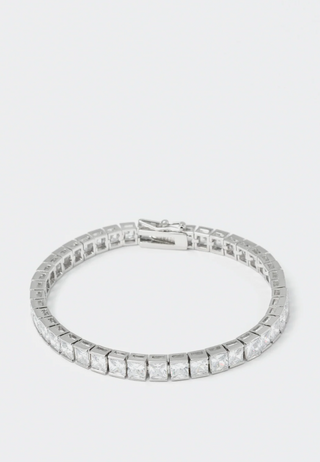 Darkai White Tennis Bracelet Silver Crystals Stones