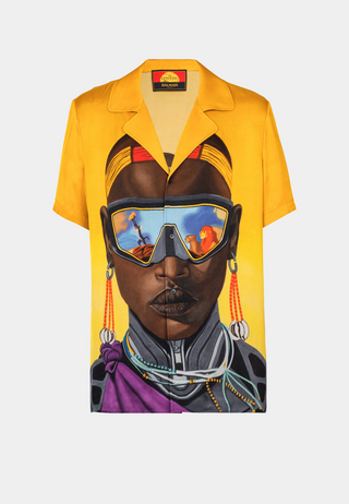 Balmain Balmain/Lion King-Face Satin Pyjma Shirt -
Other Ss Shirt Multicolor