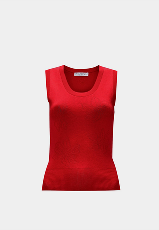 Jw Anderson Flower Pointelle Tank Top Bright Red