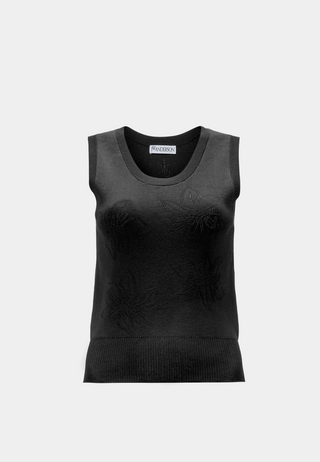 Jw Anderson Flower Pointelle Tank Top Black