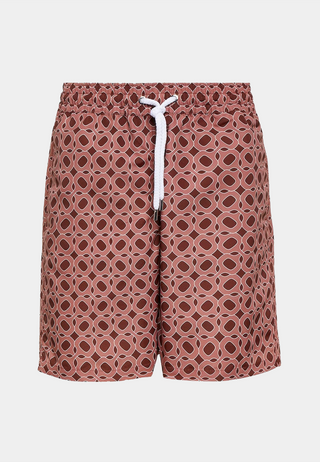 Frescobol Board Ipanema Weave Print Swim Shorts - Mauve & Garnet Mauve & Garnet