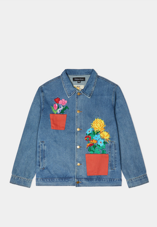 Kidsuper Studios Flower Pots Denimn Jacket Blue