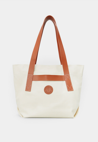 Frescobol Costa Canvas & Leather Beach Tote Bag Sand