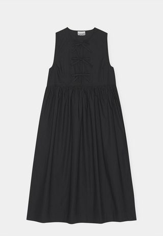 Ganni Cotton Poplin Midi Dress Black