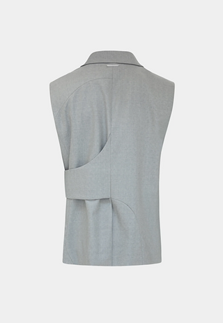 HELIOT EMIL Asymmetric Sleeveless Blazer - Light Grey