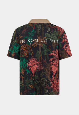 IH NOM UH NIT Shirt Camp Collar In Popeline Black Jungle All Over Printed - Neck Plain - Black/Multi