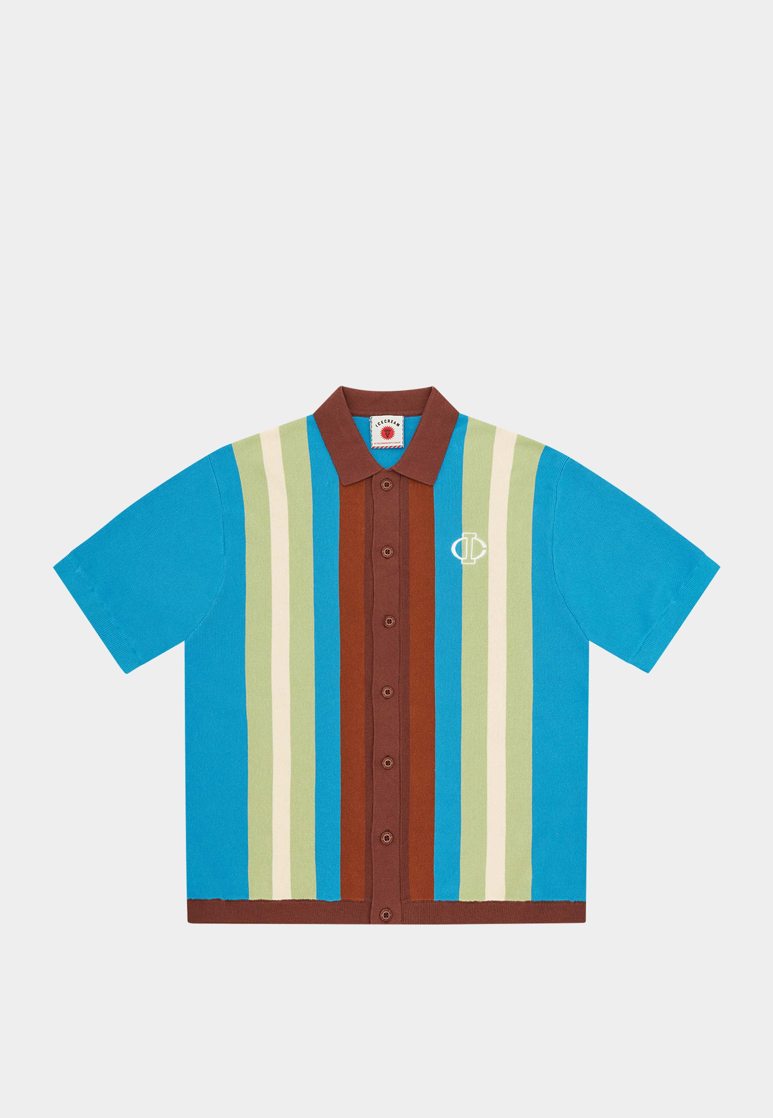 BBC Jacquard Knit Polo Cardigan Blue | Ashluxury