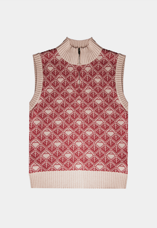 Ashluxe  Zip Monogram Knitted vest Pink