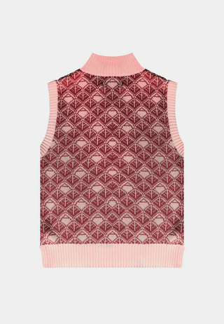 Ashluxe  Zip Monogram Knitted vest Pink