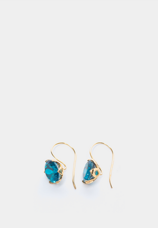 Kiara London Blue Topaz Stone Earrings Gold Crystal blue