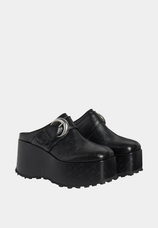 Marine Serre Moonogram Leather Clogs Black