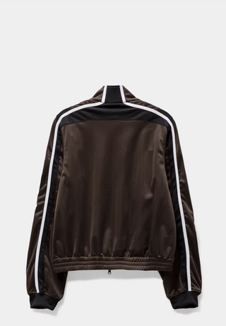 MARTINE ROSE Woven Shrunken Knit Shine Track Jacket - Brown/Black