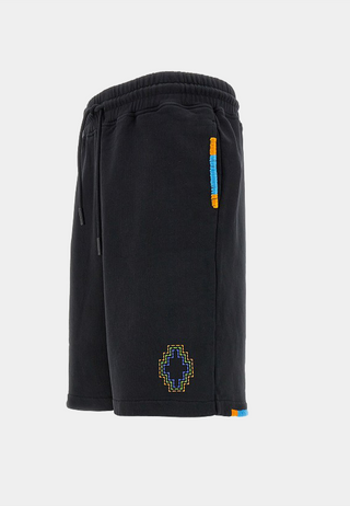 Marcelo Burlon Stitch Cross Basket Shorts - Black/Orange