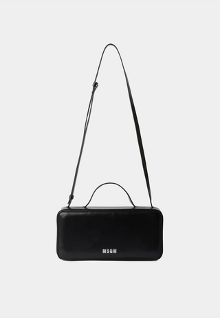 Msgm Small Shiny Leather Baguette Bag Black