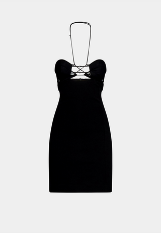 NENSI DOJAKA Hilma Halterneck Mini Dress - Black