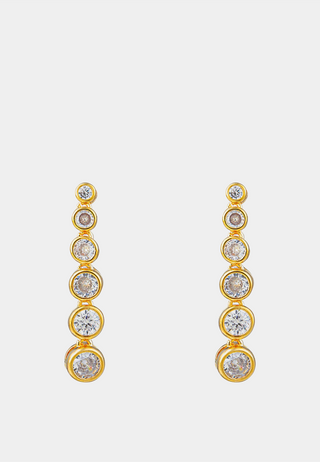 Orelia Graduated Crystal Drop Earring Gold