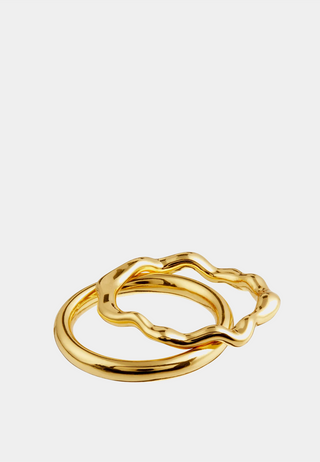 Orelia Organic Wave Ring Pack Gold