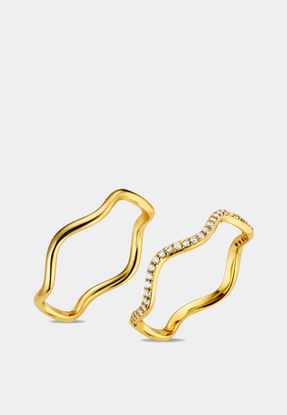 Orelia Fine Pave Wave Stacking Ring Se EA Gold