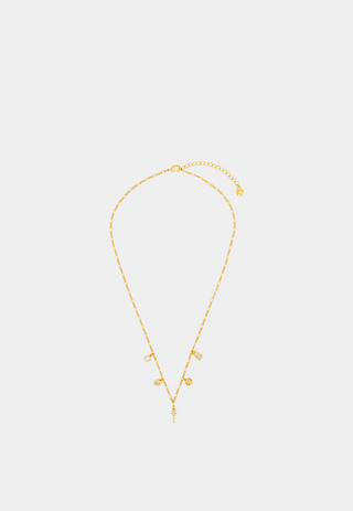 Orelia Micro Pave Heritage Charm Necklace Gold