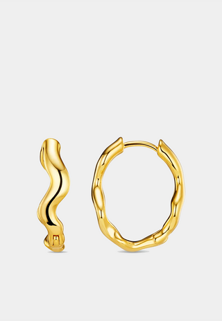 Orelia Organic Wave Oval Hoops Earrings Gold