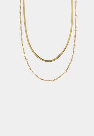 Orelia Satellite Flat Snake Layered Necklace C Gold