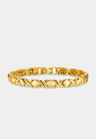 Orelia Solid Cross Metal Tennis Bracelet Gold