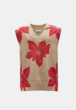 Jw Anderson Printed V-Neck Vest Brown/ Red