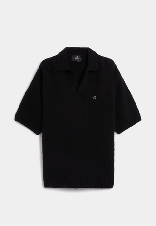 Represent L Boucle Textured Knit Polo Black