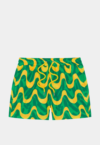 Frescobol Rio JB Printed Swim Short - Booth Green & Booth Yellow