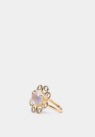 Kiara Rose Quartz Ring Gold pearls