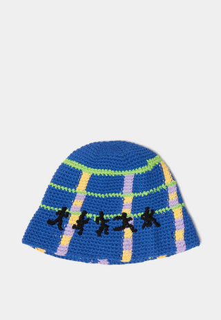 Kidsuper Studios Running man crochet hat BLUE/BLACK