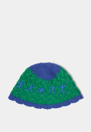 Kidsuper Studios Running man crochet hat Green/Blue